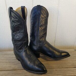 Acme Classic Mens Black Fine Grain Leather Western Dress Boots 10 EW 16105 USA